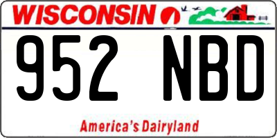 WI license plate 952NBD