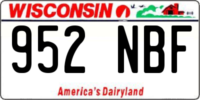 WI license plate 952NBF