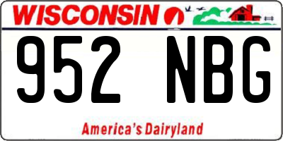 WI license plate 952NBG