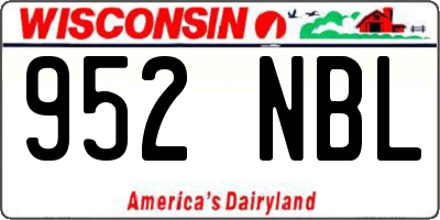 WI license plate 952NBL