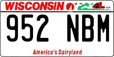 WI license plate 952NBM