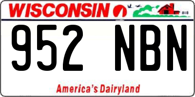 WI license plate 952NBN
