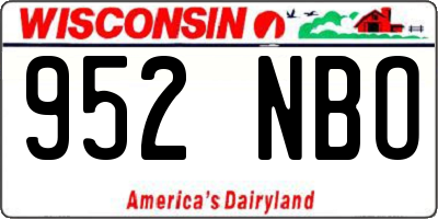 WI license plate 952NBO