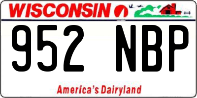 WI license plate 952NBP