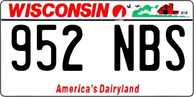WI license plate 952NBS