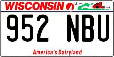 WI license plate 952NBU