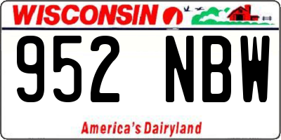 WI license plate 952NBW