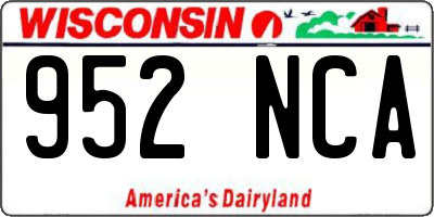 WI license plate 952NCA
