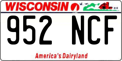 WI license plate 952NCF