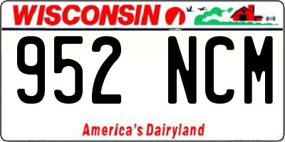 WI license plate 952NCM