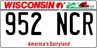 WI license plate 952NCR