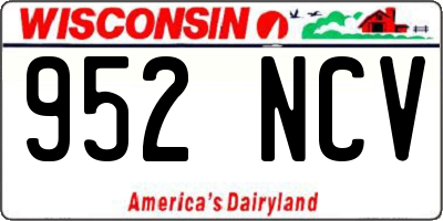 WI license plate 952NCV