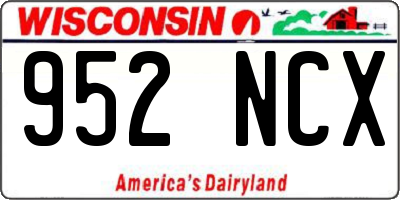 WI license plate 952NCX