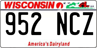 WI license plate 952NCZ