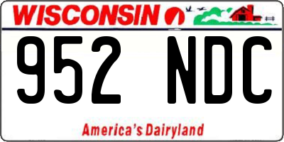 WI license plate 952NDC