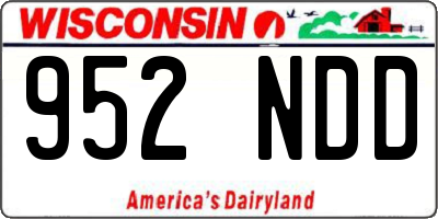 WI license plate 952NDD