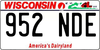 WI license plate 952NDE