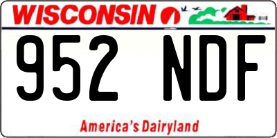 WI license plate 952NDF