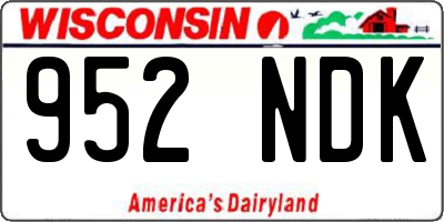 WI license plate 952NDK