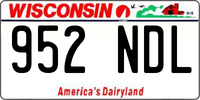 WI license plate 952NDL