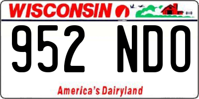 WI license plate 952NDO
