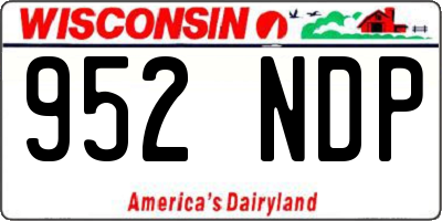 WI license plate 952NDP