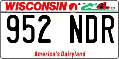 WI license plate 952NDR