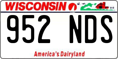 WI license plate 952NDS