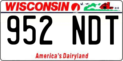WI license plate 952NDT