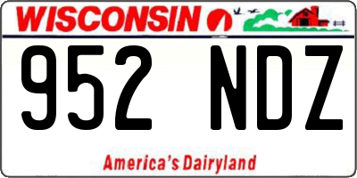 WI license plate 952NDZ