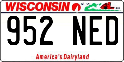 WI license plate 952NED