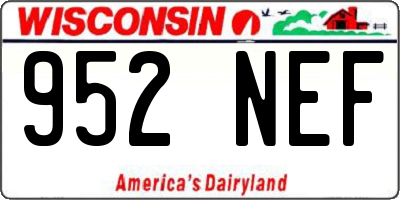 WI license plate 952NEF