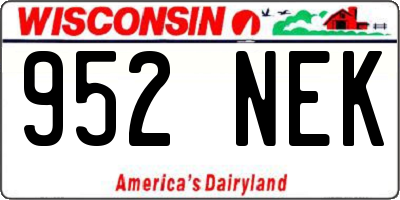 WI license plate 952NEK