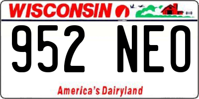 WI license plate 952NEO