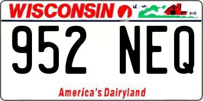 WI license plate 952NEQ
