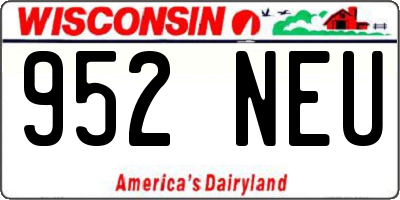 WI license plate 952NEU