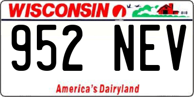 WI license plate 952NEV