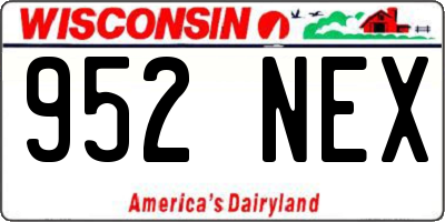 WI license plate 952NEX