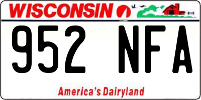 WI license plate 952NFA