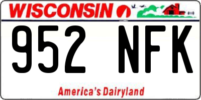 WI license plate 952NFK