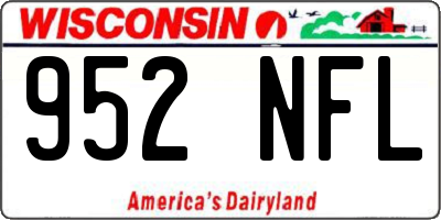 WI license plate 952NFL