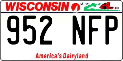 WI license plate 952NFP
