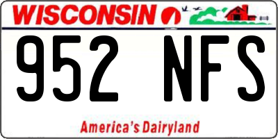 WI license plate 952NFS