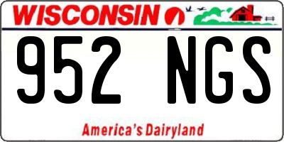 WI license plate 952NGS