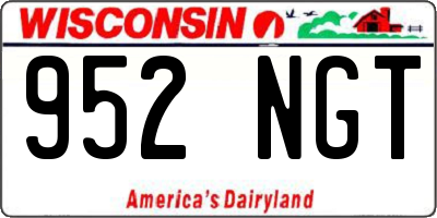 WI license plate 952NGT