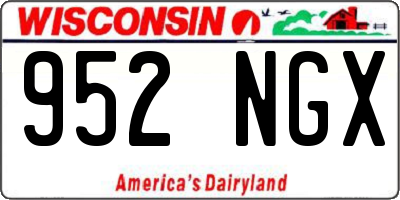 WI license plate 952NGX