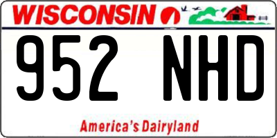 WI license plate 952NHD