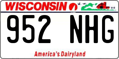 WI license plate 952NHG