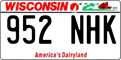 WI license plate 952NHK