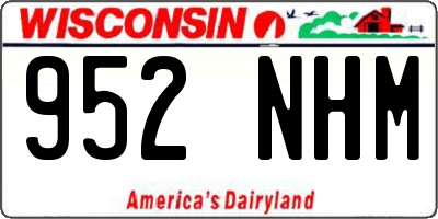 WI license plate 952NHM